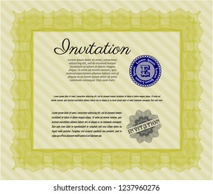 Yellow Formal invitation. Complex background. Beauty design. Vector illustration. 
