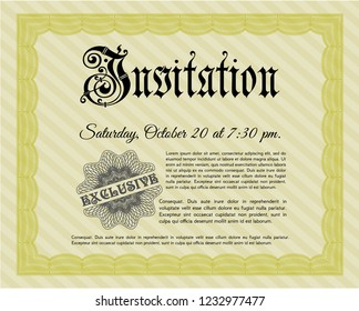 Yellow Formal invitation. With complex linear background. Good design. Customizable, Easy to edit and change colors. 