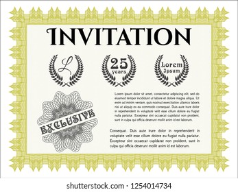 Yellow Formal invitation. With complex linear background. Beauty design. Customizable, Easy to edit and change colors. 
