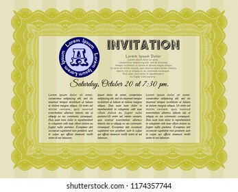 Yellow Formal invitation. Customizable, Easy to edit and change colors. Easy to print. Beauty design. 