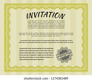 Yellow Formal invitation. Customizable, Easy to edit and change colors. With complex background. Modern design. 