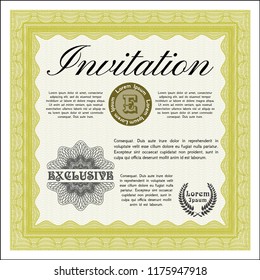 Yellow Formal invitation. Customizable, Easy to edit and change colors. With quality background. Money design. 