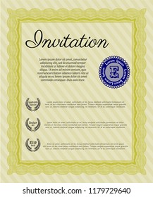 Yellow Formal invitation. Customizable, Easy to edit and change colors. Complex background. Nice design. 
