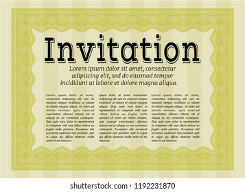 Yellow Formal invitation. Customizable, Easy to edit and change colors. With quality background. Money design. 