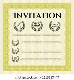 Yellow Formal invitation. Customizable, Easy to edit and change colors. Printer friendly. Retro design. 