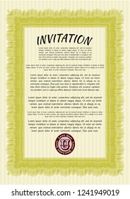 Yellow Formal invitation. Customizable, Easy to edit and change colors. With complex background. Artistry design. 