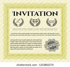 Yellow Formal invitation. Customizable, Easy to edit and change colors. With linear background. Superior design. 