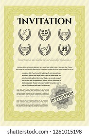 Yellow Formal invitation. Customizable, Easy to edit and change colors. Easy to print. Superior design. 