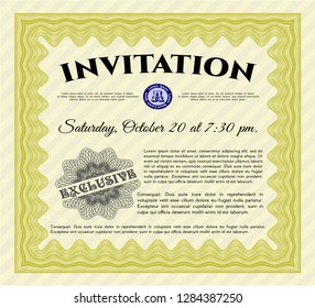 Yellow Formal invitation. Customizable, Easy to edit and change colors. Printer friendly. Superior design. 