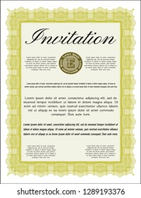 Yellow Formal invitation. Customizable, Easy to edit and change colors. With complex linear background. Excellent design. 