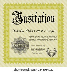 Yellow Formal invitation. Customizable, Easy to edit and change colors. With guilloche pattern. Lovely design. 