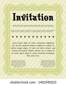Yellow Formal invitation. Customizable, Easy to edit and change colors. With great quality guilloche pattern. Money design. 