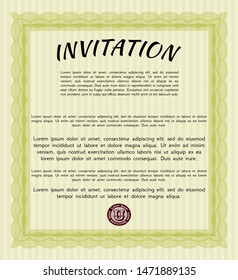 Yellow Formal invitation. Customizable, Easy to edit and change colors. Easy to print. Good design. 