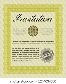 Yellow Formal invitation. Detailed. With complex background. Retro design. 