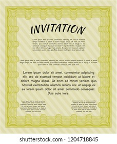Yellow Formal invitation. Good design. Complex background. Vector illustration. 