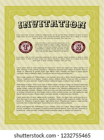Yellow Formal invitation. Good design. Vector illustration. With quality background. 