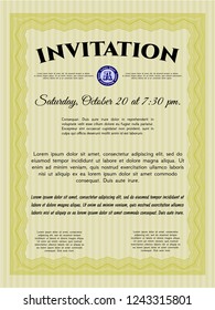 Yellow Formal invitation. With great quality guilloche pattern. Customizable, Easy to edit and change colors. Nice design. 