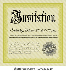 Yellow Formal invitation. With guilloche pattern and background. Customizable, Easy to edit and change colors. Excellent design. 