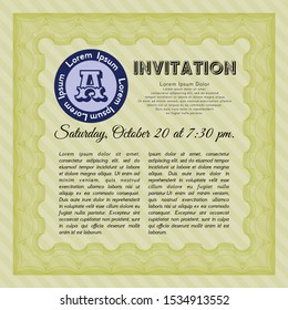 Yellow Formal invitation. With linear background. Money design. Customizable, Easy to edit and change colors. 