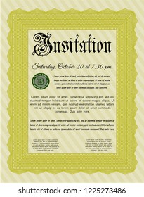Yellow Formal invitation. Lovely design. With linear background. Customizable, Easy to edit and change colors. 