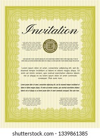 Yellow Formal invitation. Modern design. Easy to print. Detailed. 