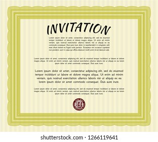 Yellow Formal invitation. Money Pattern design. With quality background. Customizable, Easy to edit and change colors. 