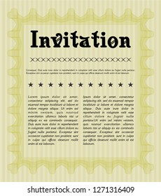 Yellow Formal invitation. Money Pattern. Complex background. Customizable, Easy to edit and change colors. 