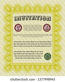 Yellow Formal invitation. Money Pattern. Customizable, Easy to edit and change colors. With background. 