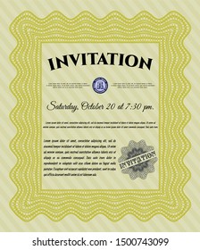 Yellow Formal invitation. Money Pattern design. Customizable, Easy to edit and change colors. Complex background. 