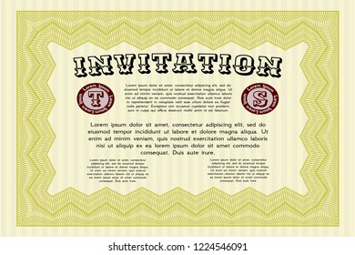 Yellow Formal invitation. Money style design. Printer friendly. Customizable, Easy to edit and change colors. 