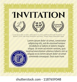 Yellow Formal invitation. Nice design. With quality background. Customizable, Easy to edit and change colors. 