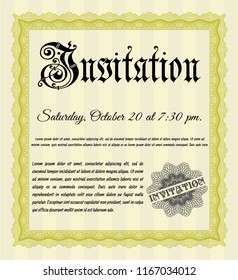 Yellow Formal invitation. Perfect design. Customizable, Easy to edit and change colors. Printer friendly. 