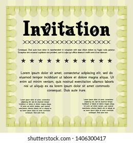 Yellow Formal invitation. Perfect design. With complex linear background. Customizable, Easy to edit and change colors. 