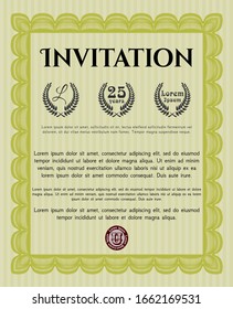 Yellow Formal invitation. Printer friendly. Customizable, Easy to edit and change colors. Money design. 