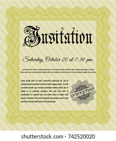 Yellow Formal invitation. Printer friendly. Modern design. Vector illustration. 