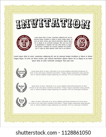 Yellow Formal invitation. With quality background. Money design. Detailed. 