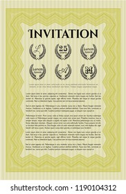 Yellow Formal invitation. With quality background. Sophisticated design. Vector illustration. 
