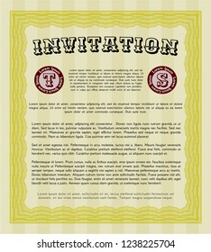 Yellow Formal invitation. With quality background. Money Pattern. Detailed. 