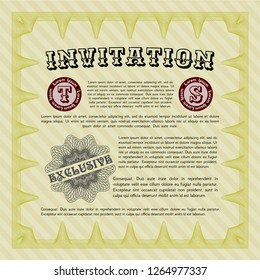 Yellow Formal invitation. With quality background. Beauty design. Detailed. 