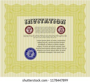 Yellow Formal invitation template. With background. Customizable, Easy to edit and change colors. Nice design. 