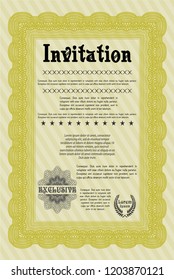 Yellow Formal invitation template. With background. Good design. Customizable, Easy to edit and change colors. 