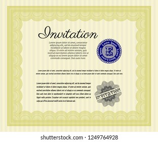 Yellow Formal invitation template. With background. Customizable, Easy to edit and change colors. Sophisticated design. 