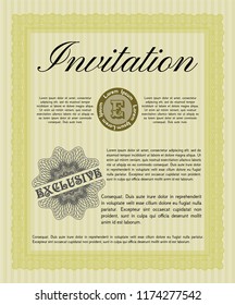 Yellow Formal invitation template. With complex background. Customizable, Easy to edit and change colors. Nice design. 