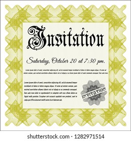 Yellow Formal invitation template. Complex background. Beauty design. Vector illustration. 