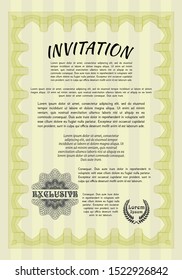 Yellow Formal invitation template. With complex linear background. Customizable, Easy to edit and change colors. Nice design. 