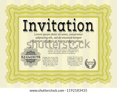yellow formal invitation template complex linear stock vector formal invitation template