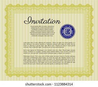 Yellow Formal invitation template. Customizable, Easy to edit and change colors. With linear background. Sophisticated design. 