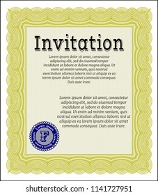 Yellow Formal invitation template. Customizable, Easy to edit and change colors. With background. Excellent design. 