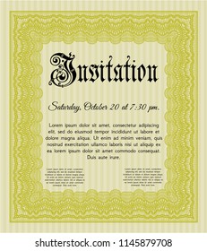Yellow Formal invitation template. Customizable, Easy to edit and change colors. With quality background. Retro design. 