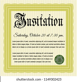 Yellow Formal invitation template. Customizable, Easy to edit and change colors. Complex background. Good design. 